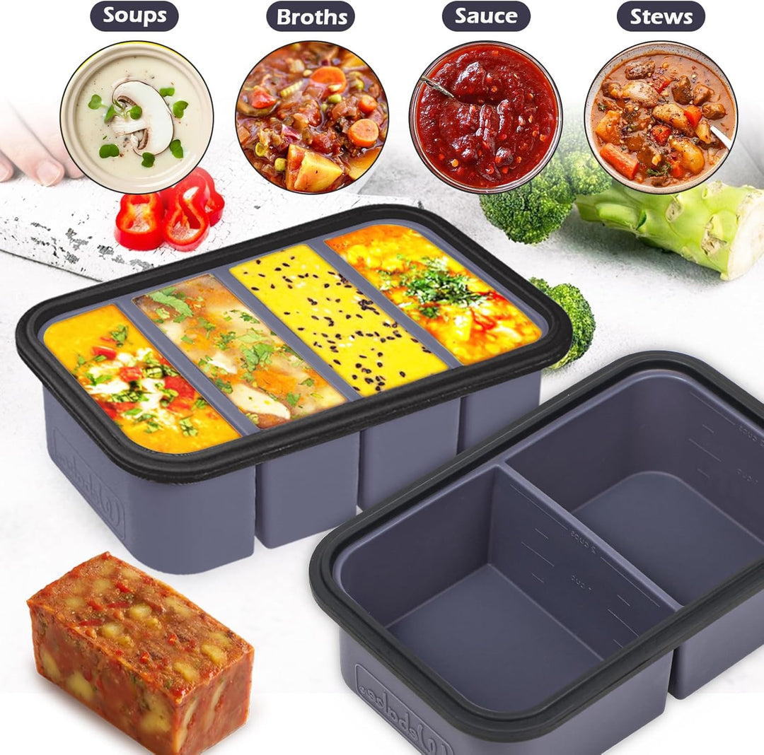 webake Suppen Einfrieren Behälter 2 Stück Silikon Gefrierform mit Deckel 500ml 250ml Silikon Gefrier