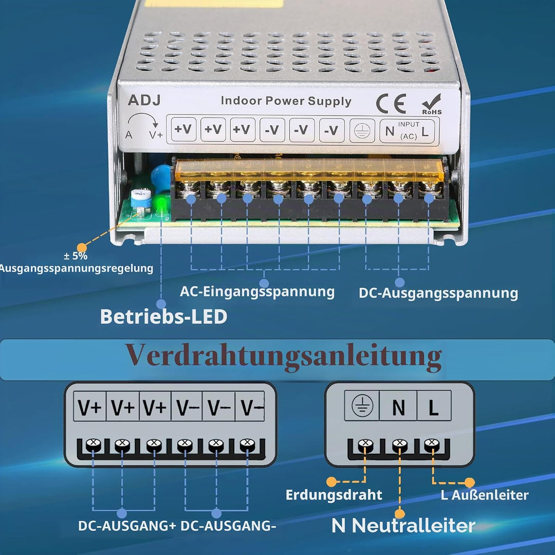 NUOFUWEI DC 24V 25A 600W Netzteil Transformator Schalternetzteil 230V AC auf DC 24Volt 25A Netzteil