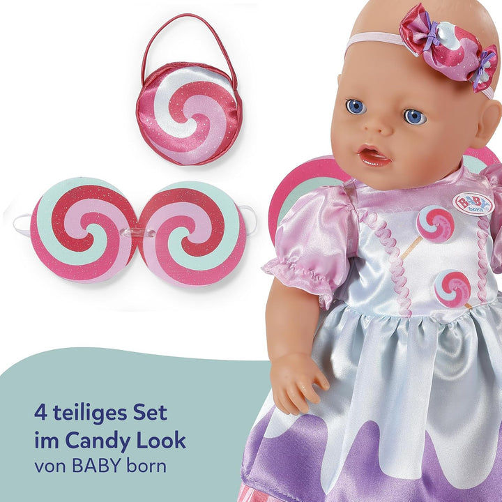 Baby Born Bonbon-Outfit mit Kleid, Tasche, Brille und Haarband für 43cm Puppe