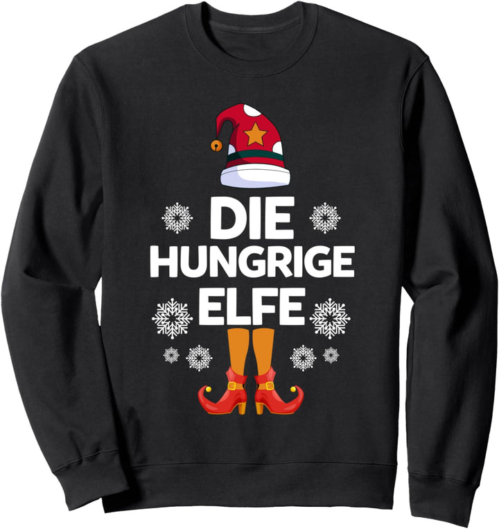 Hungrige Elfe Familien Weihnachts Outfit Weihnachtself Sweatshirt