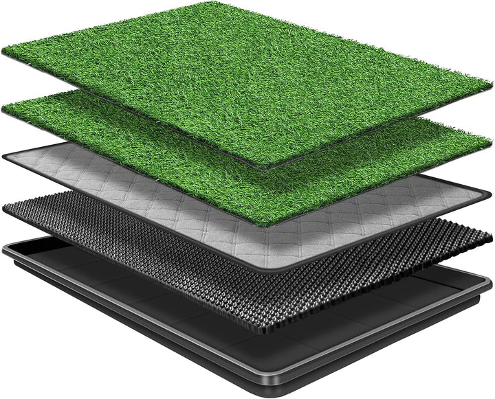 GoldOuya 60 x 90 cm Hundegras-Pad mit Tablett für Innen-und Aussenbereich,grosse Hunde-Töpfchentrain