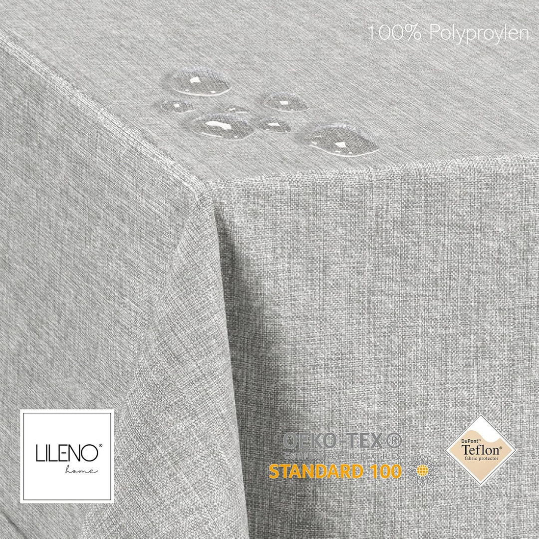 LILENO HOME Tischdecke abwaschbar [110x140cm] in Silber - Gesäumte Polypropylen Gewebe Tischdecke wa