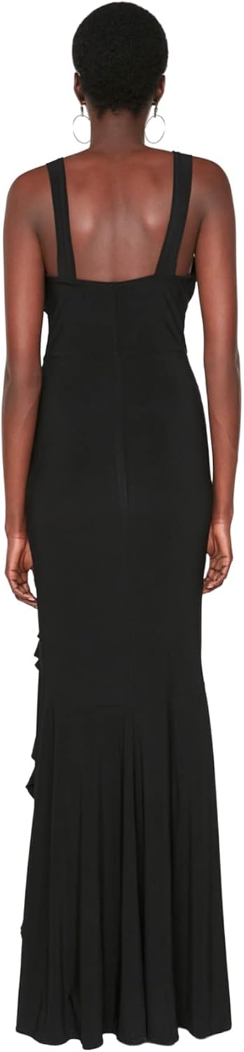 TRENDYOL Damen Women Knit Evening Dress Glam Maxi Mermaid Regular Fit Strick Abendkleid 36 Schwarz,