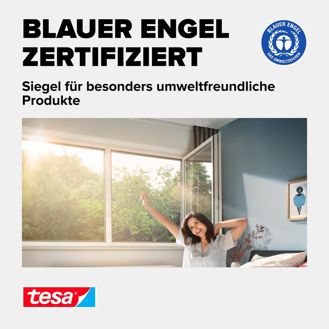 tesa Pollenschutzgitter im 2er Pack- zuschneidbarer, transparenter Pollenschutz für Allergiker - für