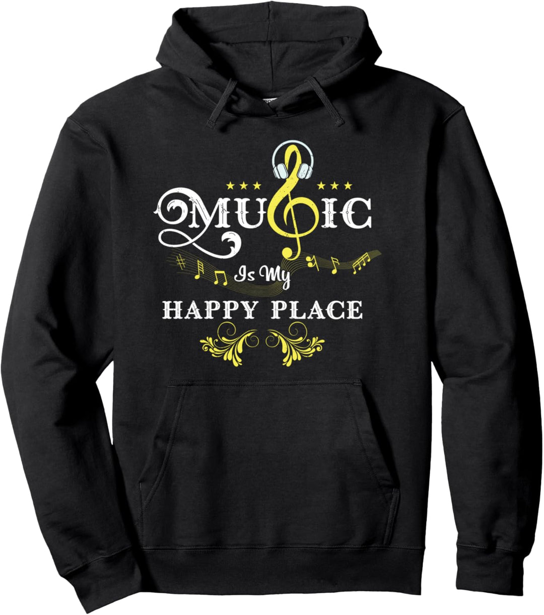 Musik: Music Is my Happy Place Funny Music Pullover Hoodie