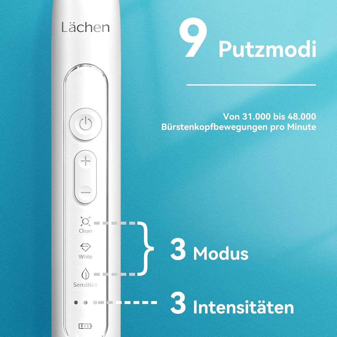 Lächen Sonic elektrische Zahnbürste Schallzahnbürste - RM-T8B， mit 4 Aufsteckbürsten und Timer, 3 Mo