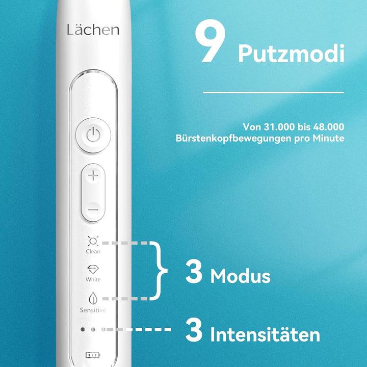 Lächen Sonic elektrische Zahnbürste Schallzahnbürste - RM-T8B， mit 4 Aufsteckbürsten und Timer, 3 Mo
