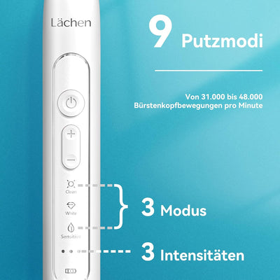 Lächen Sonic elektrische Zahnbürste Schallzahnbürste - RM-T8B， mit 4 Aufsteckbürsten und Timer, 3 Mo