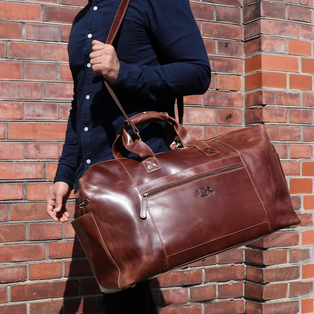 SID & VAIN XL Reisetasche Bristol aus Premium Leder I Sporttasche gross XXL gross für Herren I Weeke