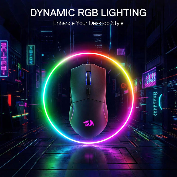Redragon M730 Wireless Gaming Maus, 10000 DPI, 3-Verbindungsmodi, BT & 2.4G Wireless, 6 Makrotasten,