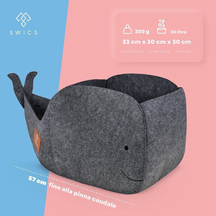 Swics® Aufbewahrungsbox Kinder | 30 L | Spielzeugkiste aus Filz | Perfekte Aufbewahrung für jedes Ka
