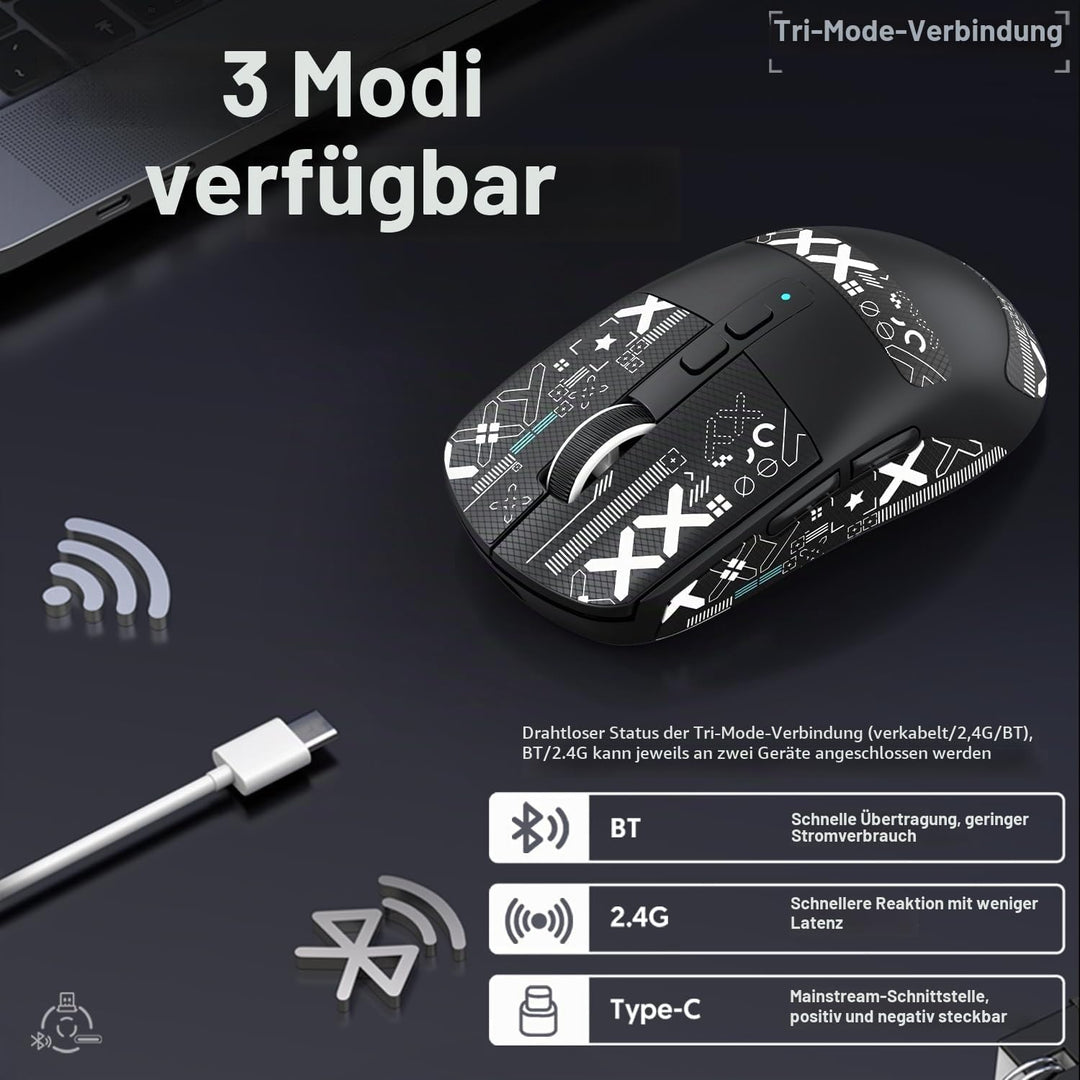 ATTACK SHARK X6 49g SUPERLIGHT Maus mit magnetischer Ladestation, PixArt PAW3395 Gaming-Sensor, BT/2