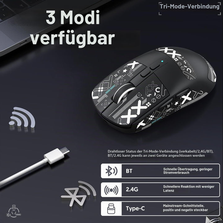 ATTACK SHARK X6 49g SUPERLIGHT Maus mit magnetischer Ladestation, PixArt PAW3395 Gaming-Sensor, BT/2