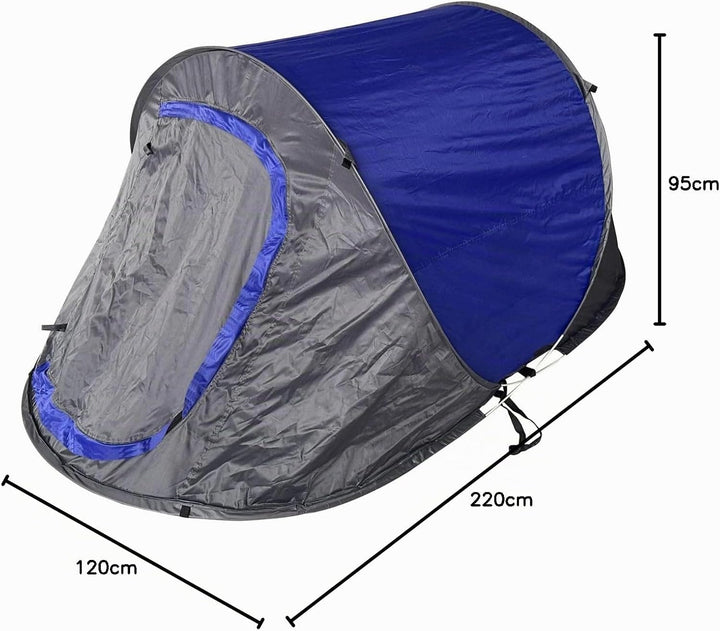 Pop Up Wurfzelt für 2 Personen blau grün Outdoor Campingzelt Trekking Festival, Blau