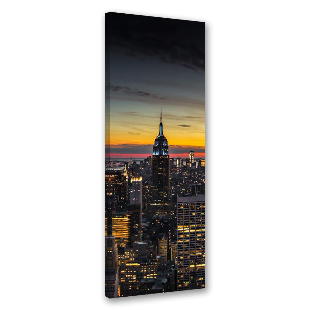 Feeby Bild auf Leinwand Nacht Kunstdruck modern Manhattan mehrfarbig 30x90 cm M14262 30x90 cm, M1426