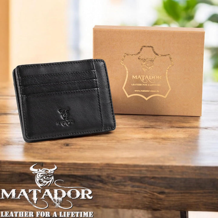 MATADOR Magic Slim Wallet Herren Leder Kreditkartenetui mit Münzfach | Karten Geldbeutel Geldtasche