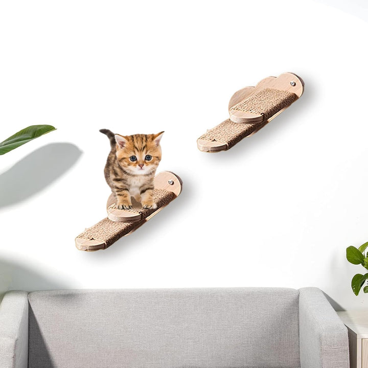 Wandtreppen für Wohnungskatzen | Kletterstufen Schwebende Holztreppe Für Die Wand | Elegante Katzenm