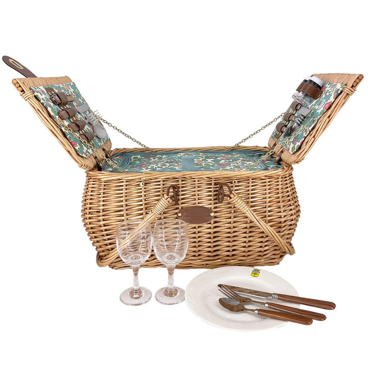 Les Jardins de la Comtesse - Picknickkorb Giverny – 2 Personen – Grün – komplett mit Kühlfach – Gesc