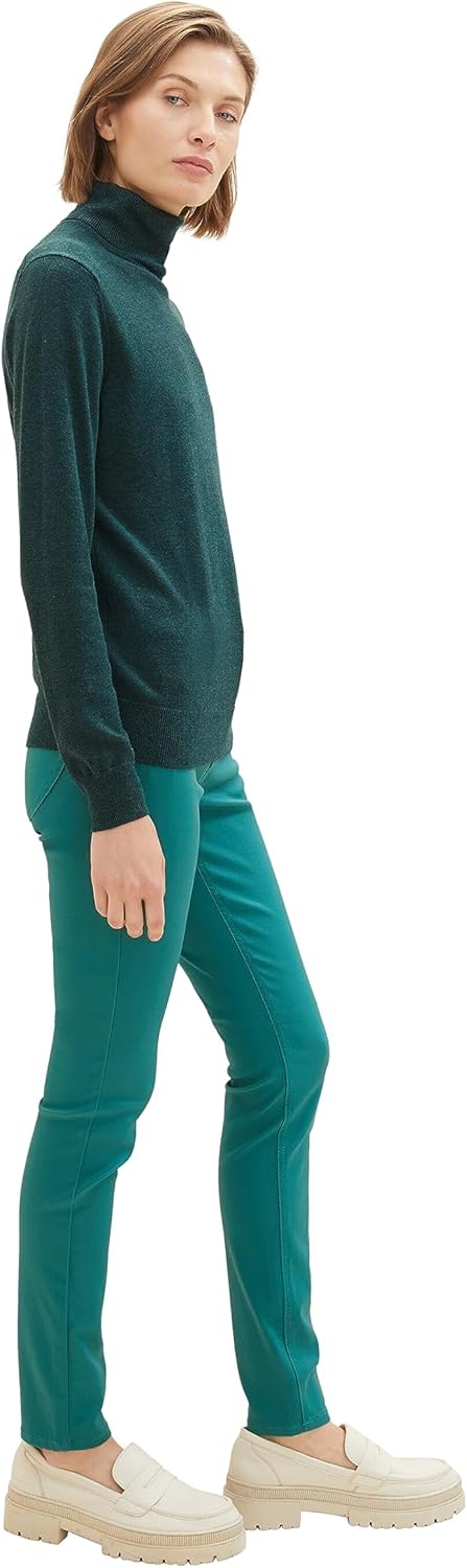 TOM TAILOR Damen Alexa Skinny Jeans in PU Leder-Optik 27W / 32L 21178 - Ever Green, 27W / 32L 21178