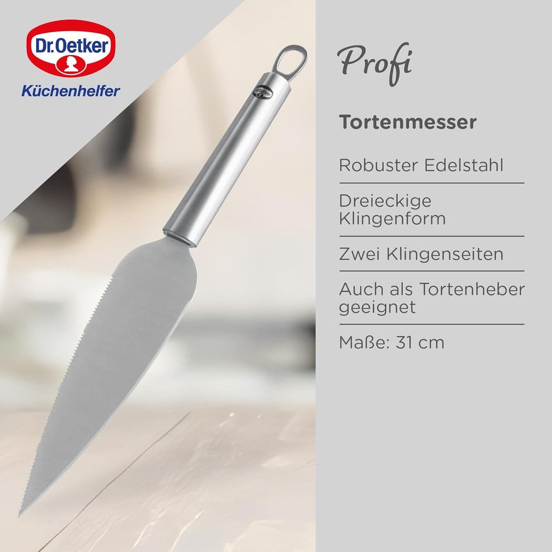 Dr. Oetker 1956 Profi-Tortenmesser und Tortenheber, Küchenmesser, für die Hochzeitsfeier, 31 cm, ver