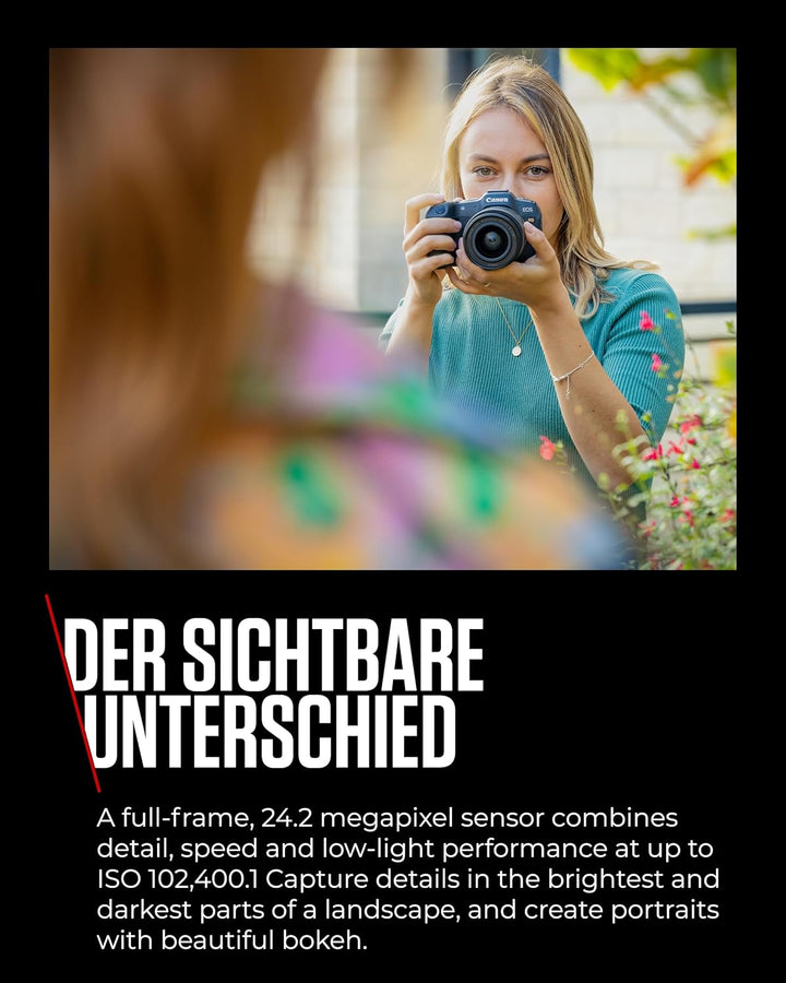 Canon EOS R8 Systemkamera Spiegellose Vollformat Kamera Digitalkamera mit Autofokus und Motiverkennu