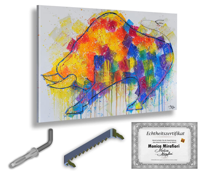 Monica Mirafiori I 100% HANDGEMALT I Gemälde Stier 90x60cm | Gemälde Handgemalt | Acrylgemälde | Seh
