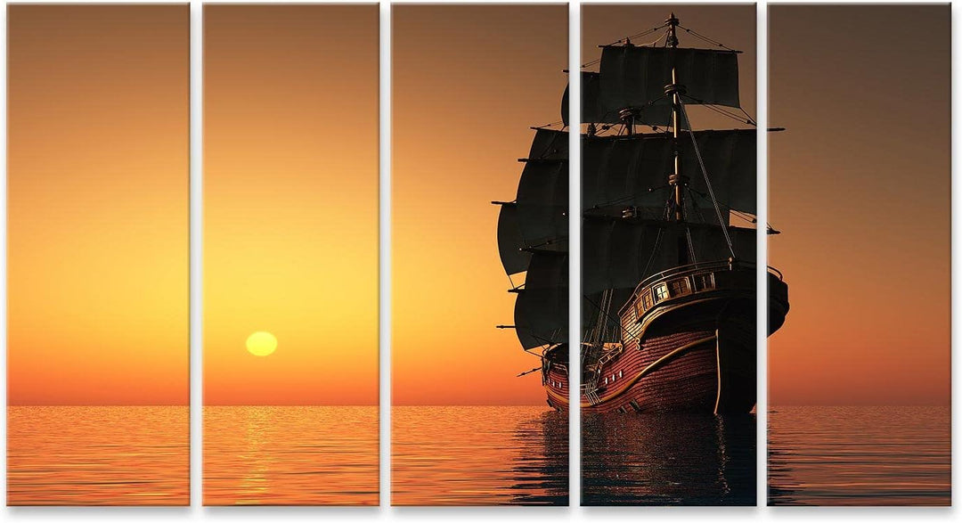 islandburner Bild auf Leinwand Segelboot Abendlandschaft Segelschiff Meer Wandbild Poster Kunstdruck
