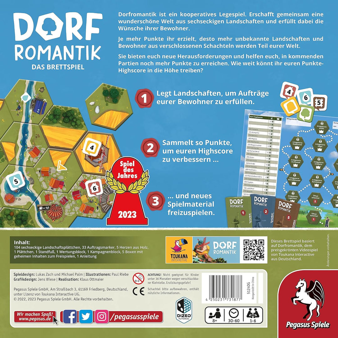 Pegasus Spiele 51240G Dorfromantik *Spiel des Jahres 2023* Brettspiele Pegasus Spiele 51240G Single,