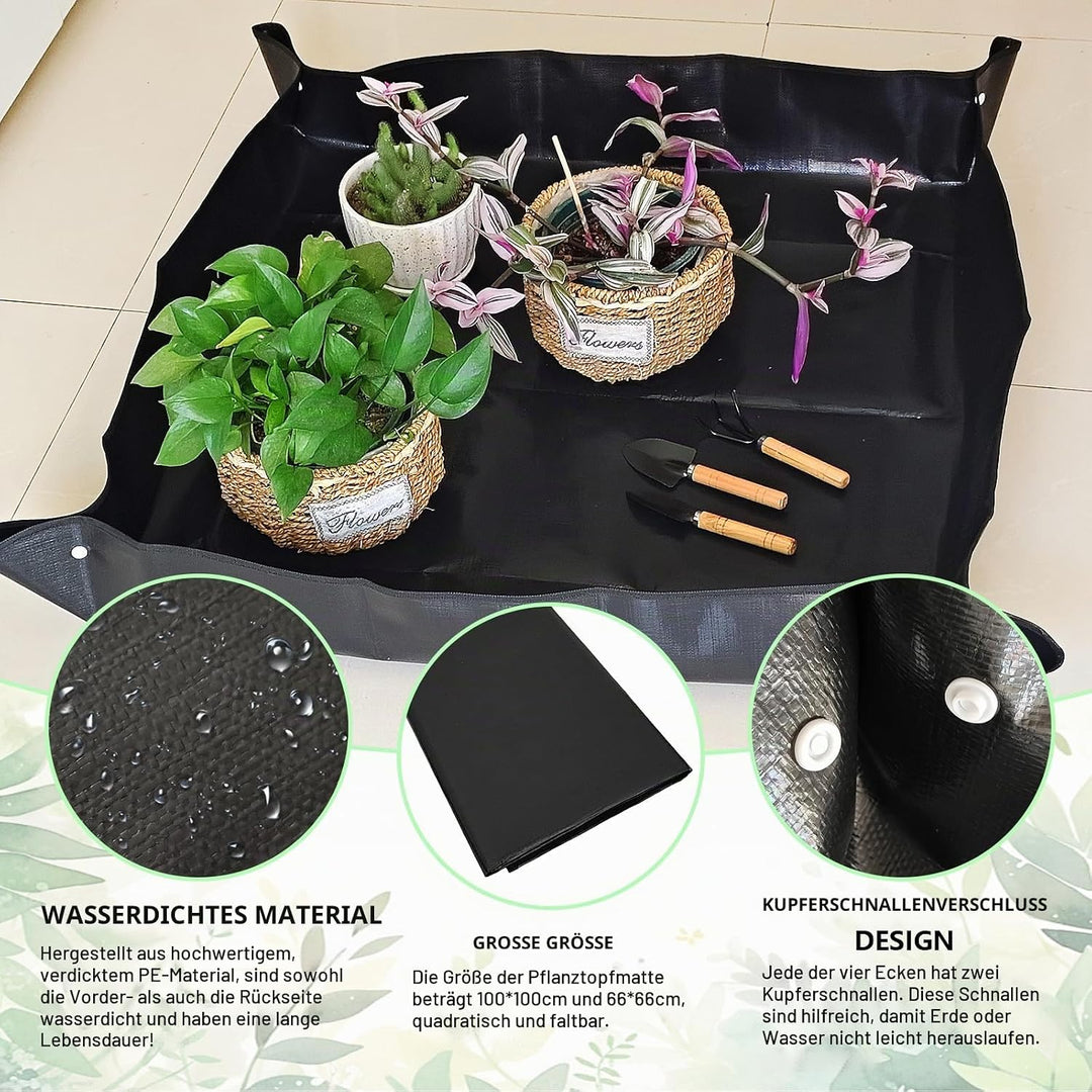 Gartenmatte Pflanzmatte,2 Stück wasserdichte Pflanzen Umtopfmatte,Faltbare Pflanzenmattemit Gartenwe