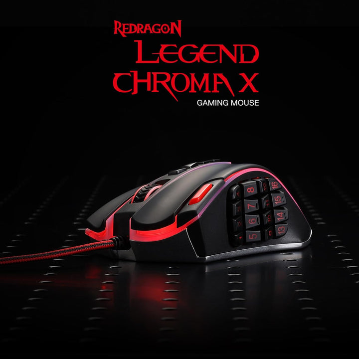 Redragon M990 MMO Gaming Maus, 32000 DPI Hochpräzise kabelgebundene RGB Maus mit 23 programmierbaren