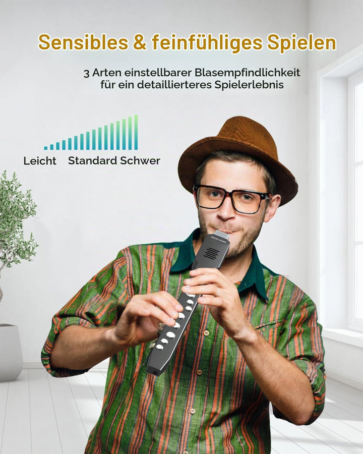 Digitales Blasinstrument, Elektrisches Blasinstrument Schwarz Unterstützt MIDI-Bluetooth, Elektronis