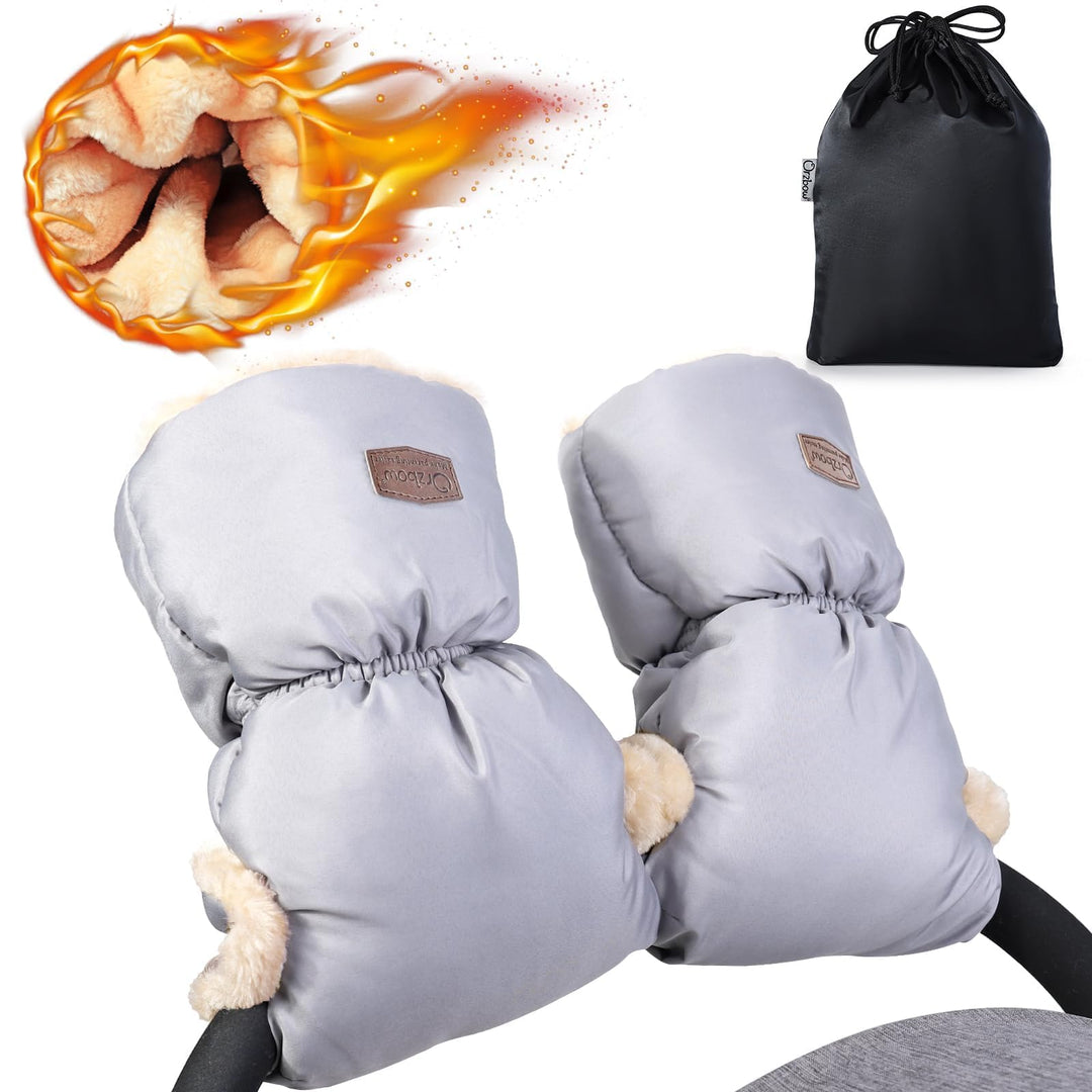 Orzbow Kinderwagen Handwärmer,Wasserdicht Künstliche Lammfell Handmuff für Kinderwagen,Winddicht Han