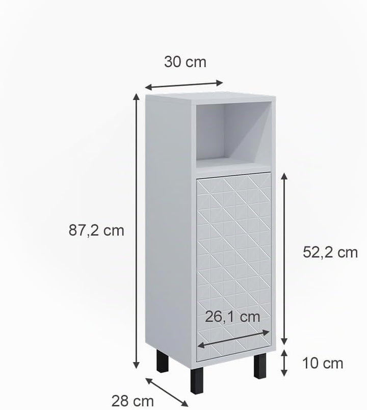 Vicco Midischrank Agasta, Weiss Hochglanz, 30 x 87.2 cm Weiss Hochglanz Badschrank, Weiss Hochglanz