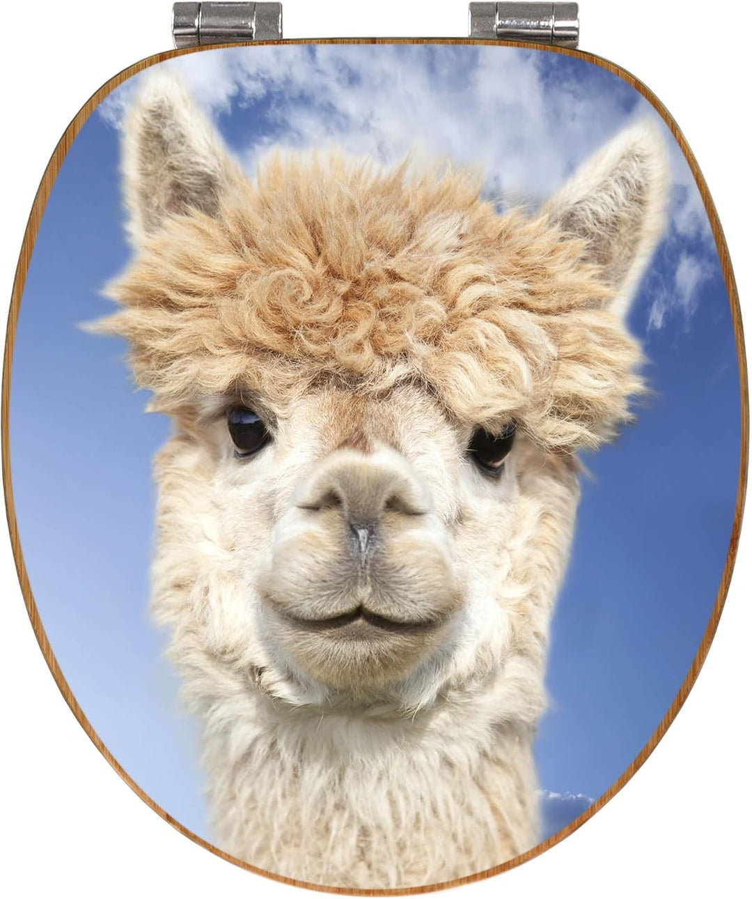 banjado® Design WC Sitz Bambus Absenkautomatik mit Motiv Lama/Toilettendeckel mit Absenkautomatik Ho