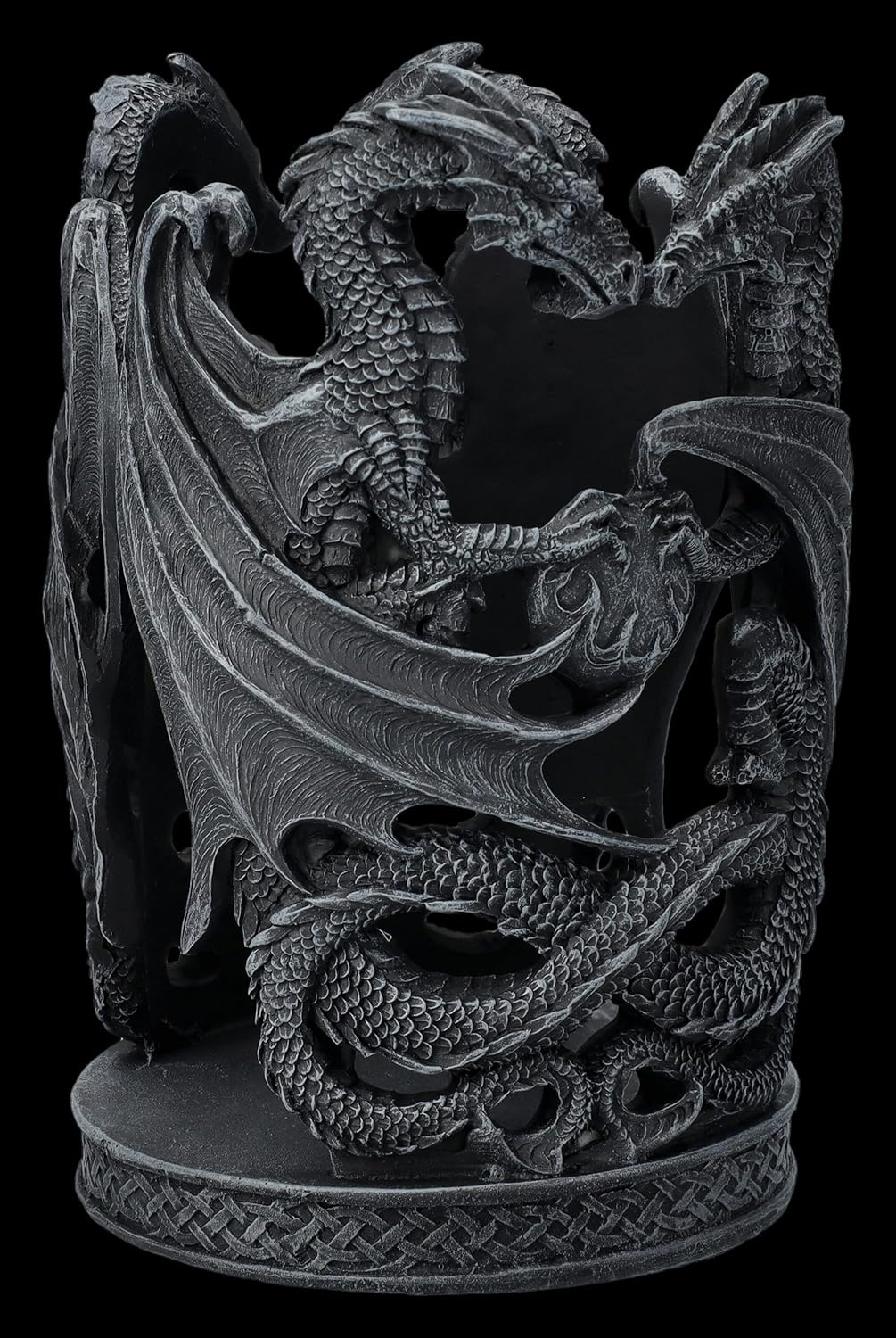 Figuren Shop GmbH Gothic Drachen Flaschenhalter 16 cm - Weinhalter Stumpenkerzenhalter