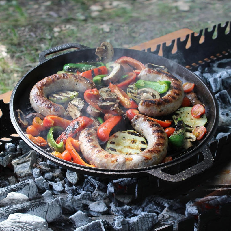 12L Gusseisen Schwenktopf Kazan Asia Kasan mit Deckel-Grillpfanne aus Gusseisen Grillwok Wokpfanne G