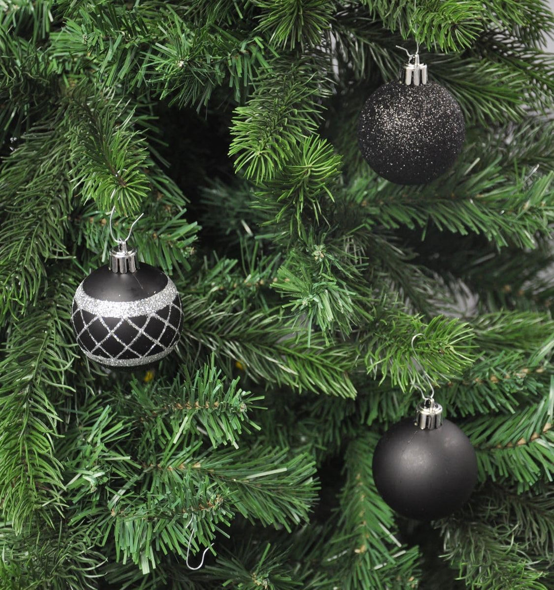 64x Kunststoff Christbaumkugeln Ø 6cm Kugel Box Glanz Glitzer Matt Dekor Inge inkl. Aufhänger, Farbe