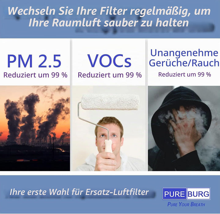 PUREBURG Ersatz-HEPA-Filter+Deofilter Kompatibel mit Sharp UA-HD60U-L/UA-HG60E-L LUFTREINIGER mit Be