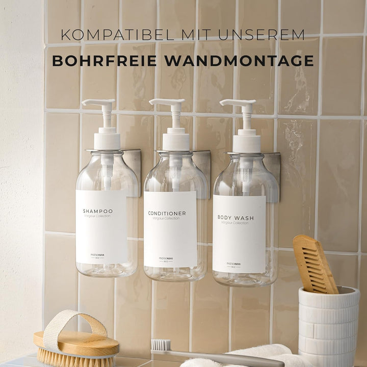 MaisoNovo Nachfüllbare Shampoo und Conditioner Flaschen | 500 ml Satz von 3 klaren Kunststoff-Flasch