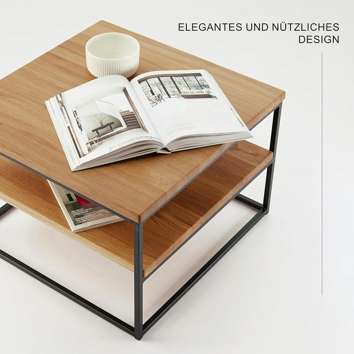 1 Original BestLoft® Couchtisch Boston Beistelltisch Industriedesign Loft (Eiche Hell Natur + Gestel