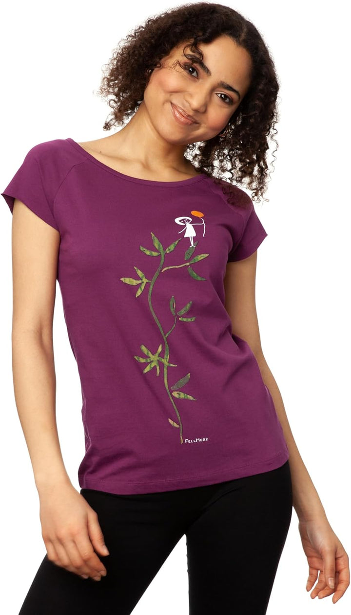 FellHerz Damen T-Shirt Bio Fair und Vegan S Berry, S Berry