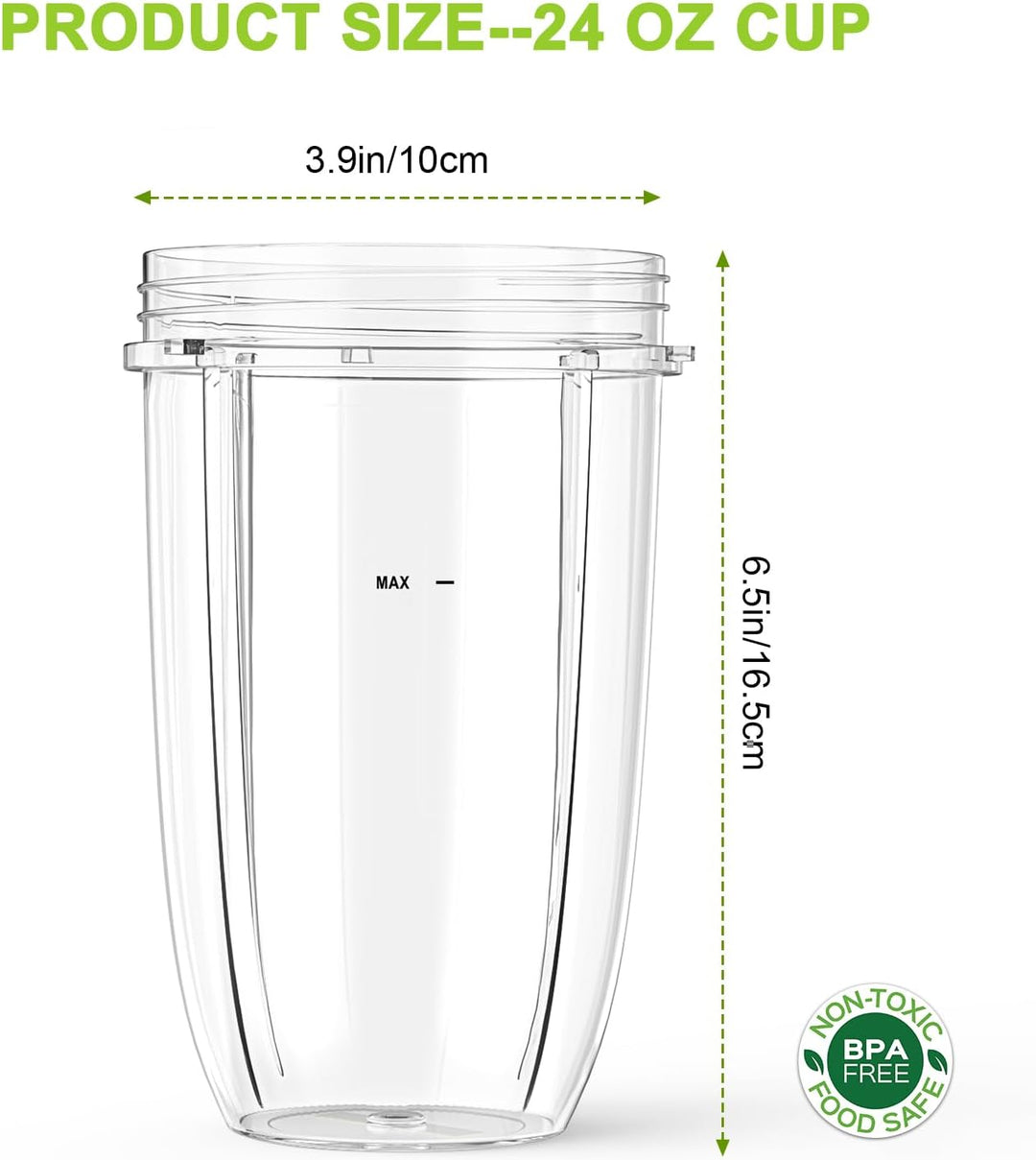 2-Pack 24 oz Ersatzbecher (680 ml) für Mixer, Kompatibel mit NutriBullet 600 W & 900 W Extractor Kli