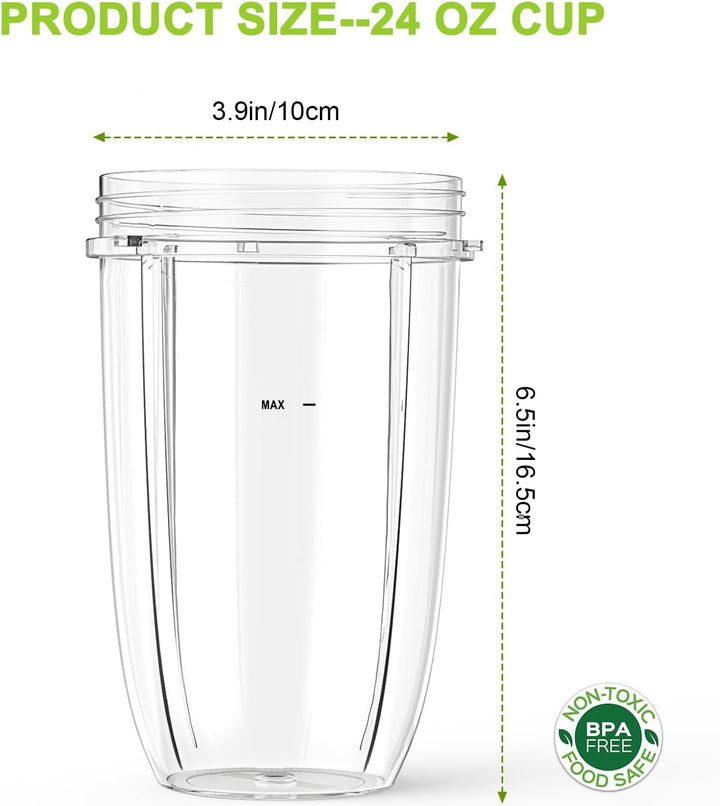 2-Pack 24 oz Ersatzbecher (680 ml) für Mixer, Kompatibel mit NutriBullet 600 W & 900 W Extractor Kli