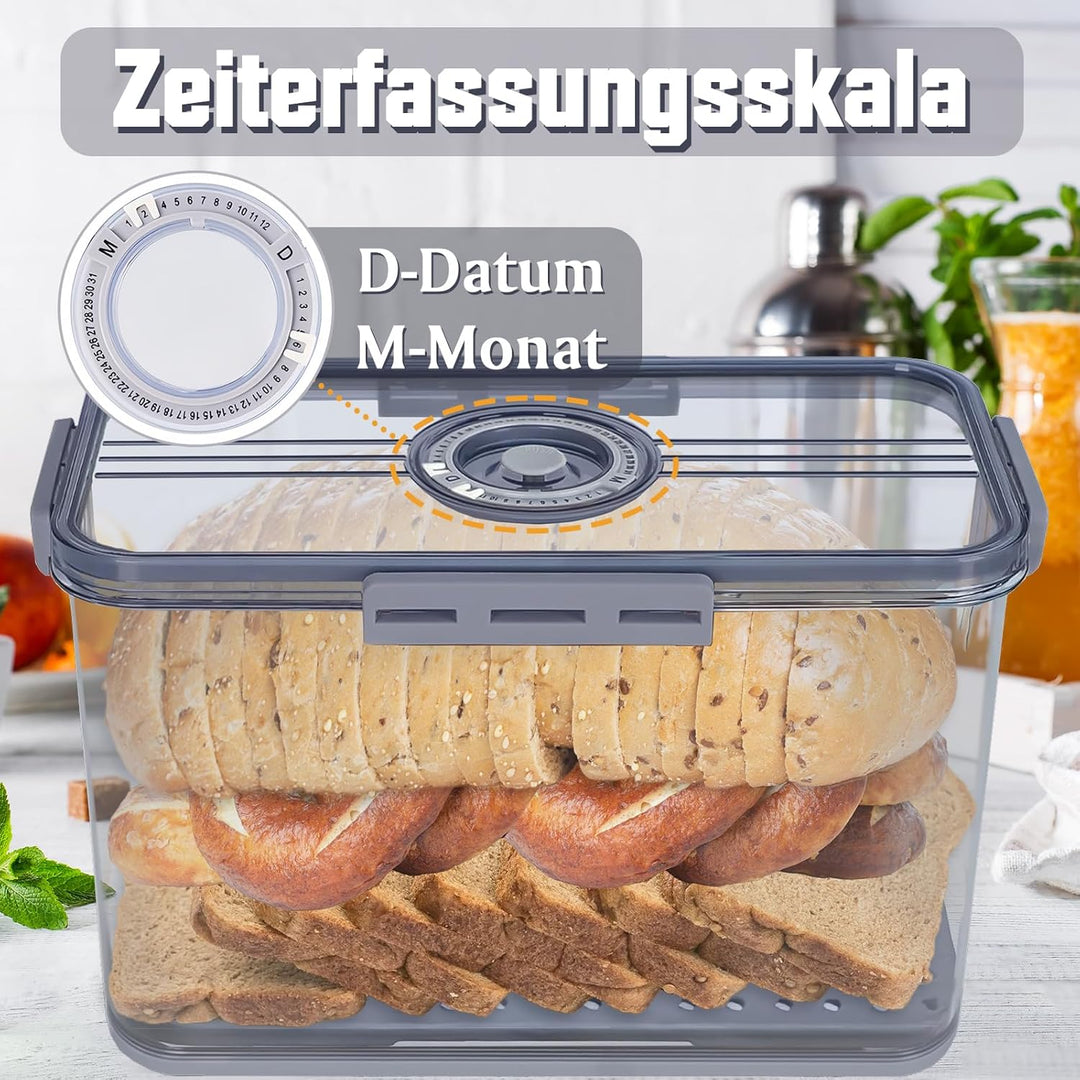 Brotkasten Versiegelt, Lebensmittelechtes PET-Material, Geeignet für Alle Arten von Küchenzutaten (H