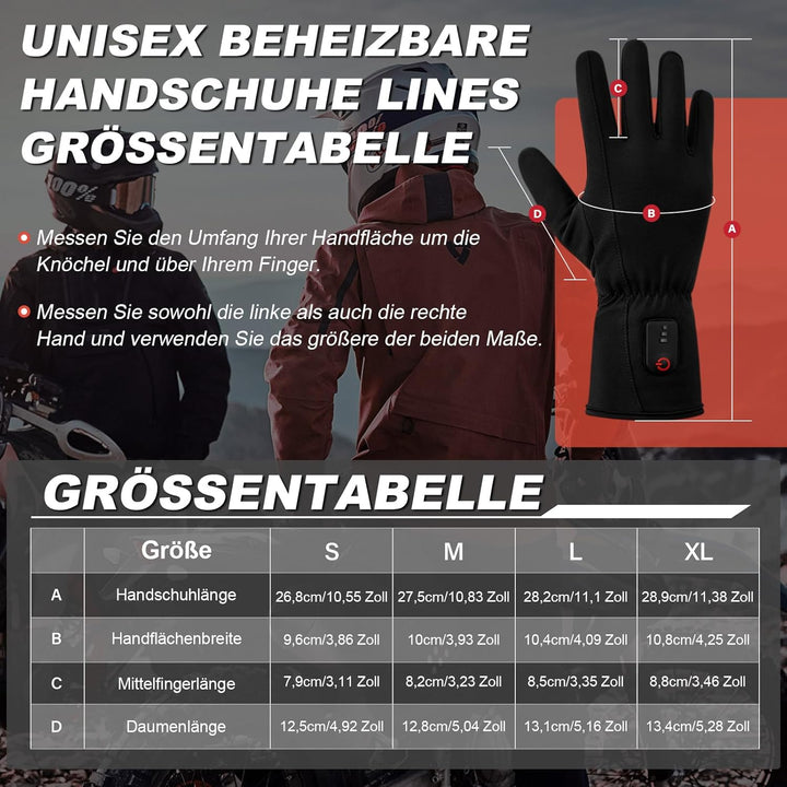 Dr.warm Beheizbare Handschuhe für Herren Damen, Beheizte Winterhandschuhe Dünn Handschuhe mit Heizun