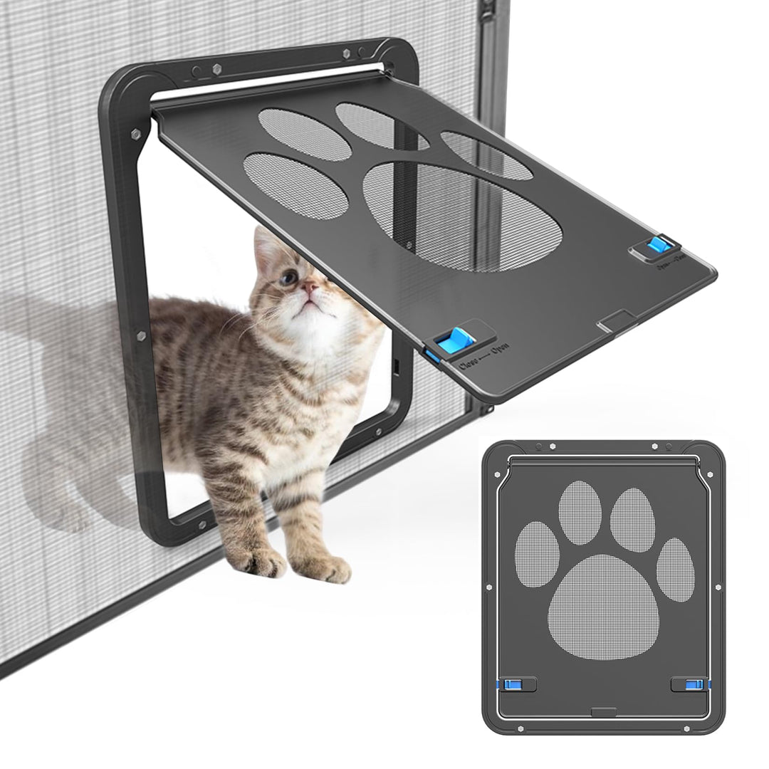 Einfache Installation Katzenklappe(29 cm * 24 cm) Abschliessbar Haustierklappe Fliegengitter mit Mag