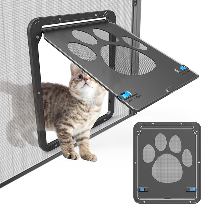 Einfache Installation Katzenklappe(29 cm * 24 cm) Abschliessbar Haustierklappe Fliegengitter mit Mag