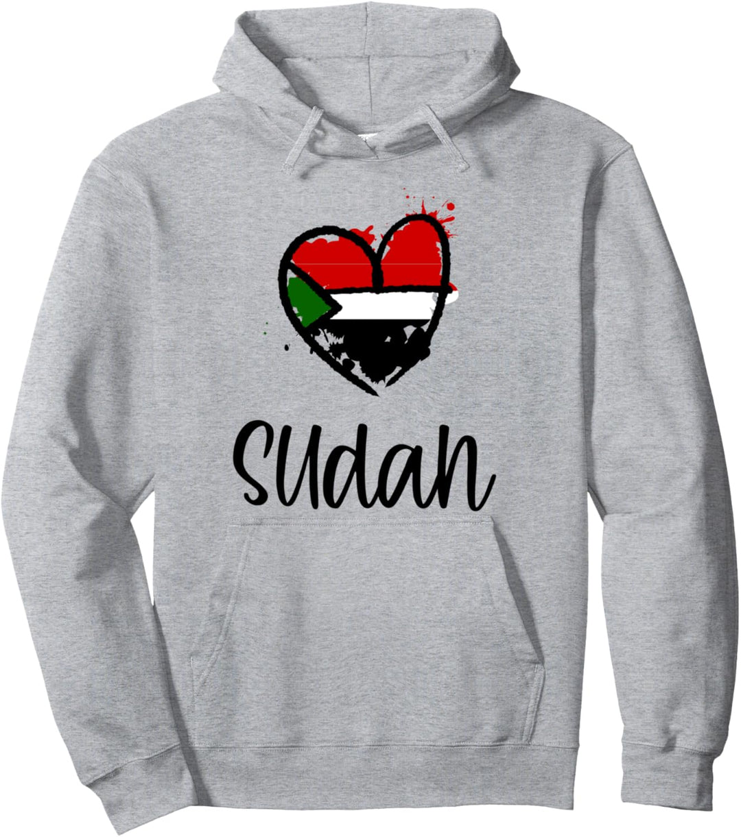 Sudan Heart Line Art Flag Cute Africa Arabic Sudanese Gift Pullover Hoodie