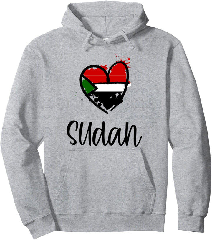 Sudan Heart Line Art Flag Cute Africa Arabic Sudanese Gift Pullover Hoodie