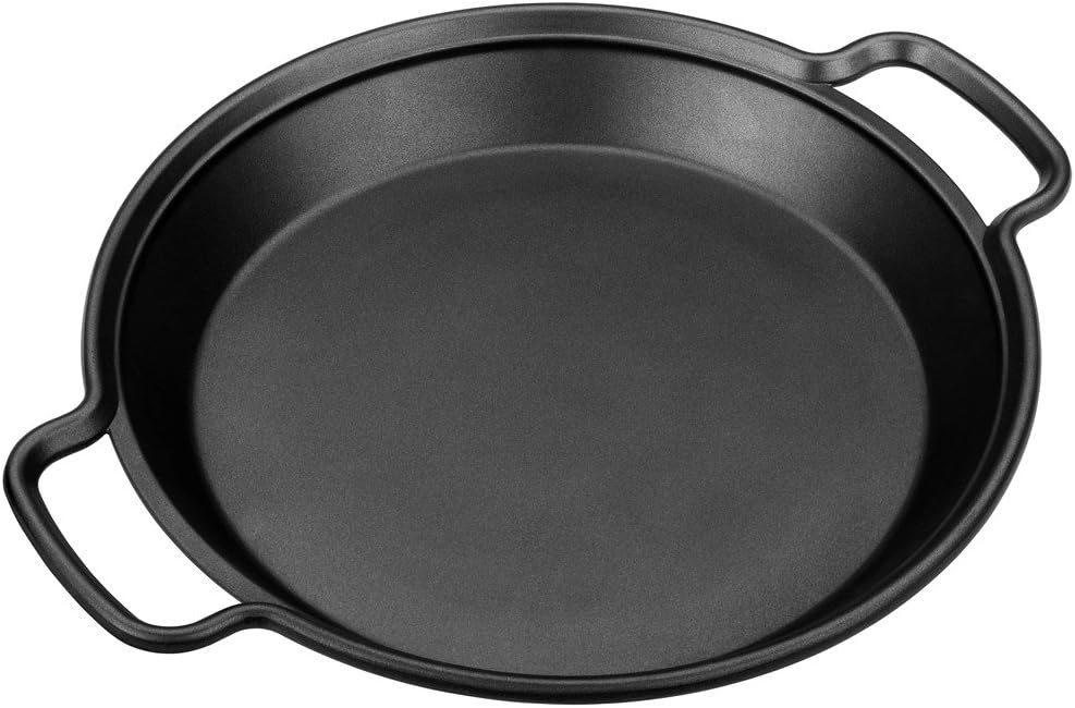 MONIX Solid+ | Antihaftbeschichtete Paella-Pfanne und Silikongriffe, Aluminium, Schwarz und Blau, 36